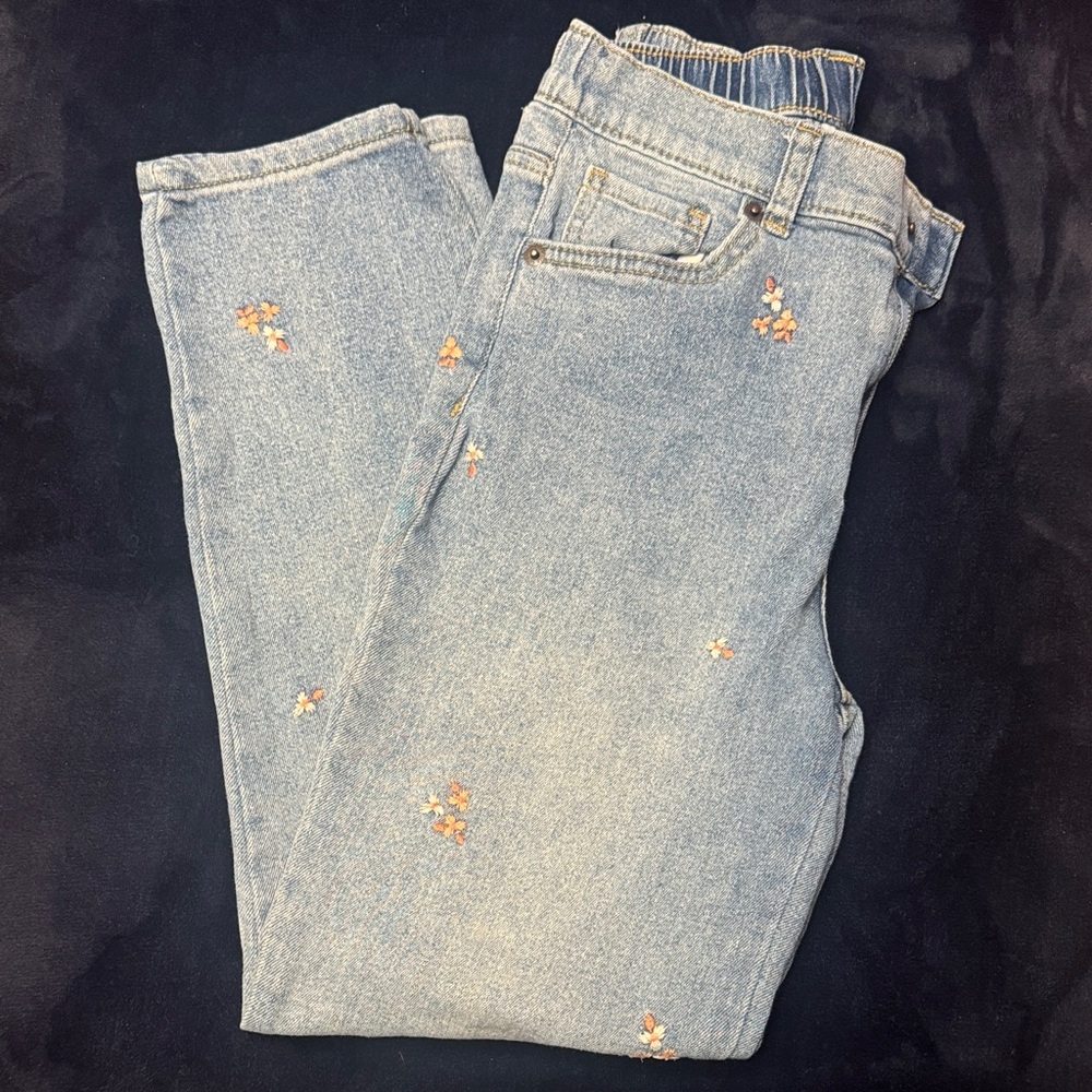 Cat & Jack Light Blue Jeans with Floral Accents
